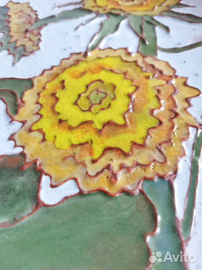 Настенные тарелки авторская керамика Подсолнухи