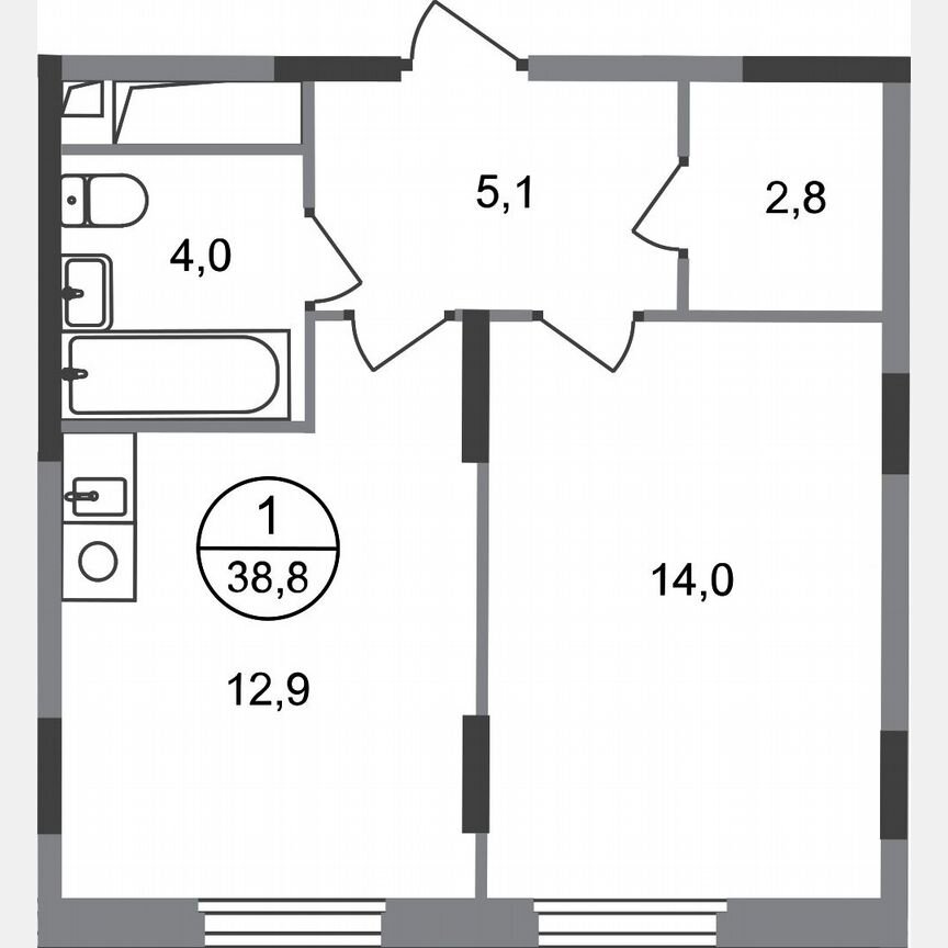 1-к. квартира, 38,8 м², 10/17 эт.