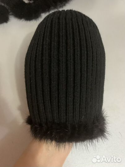 Шапка норковая вязаная