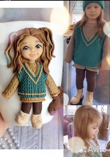 Кукла по фото, брелок, кружка, рамка ручной работы