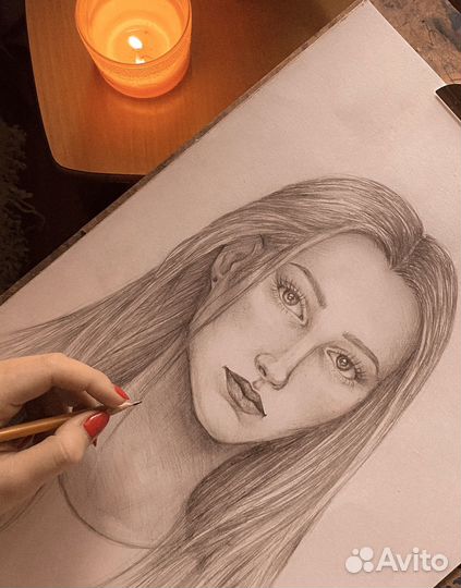 Портрет на заказ, карандашом и акварелью