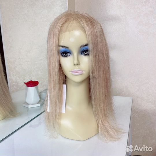 Новый парик из натуральных волос блонд