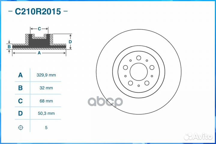 Диск тормозной volvo S60 I 00- C210R2015 cworks