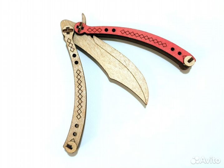 Сувенир деревянный Нож бабочка крашенный