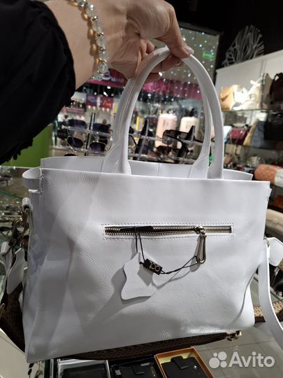 Сумка натуральная кожа белая