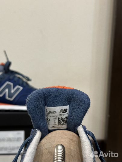 New Balance 574 Navy Blue Orange Suede (оригинал)