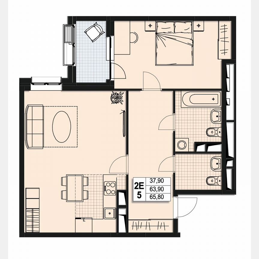 1-к. квартира, 63,9 м², 10/10 эт.