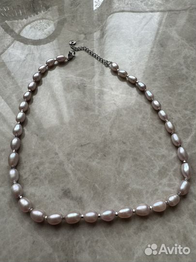 Колье,чокер из натурального жемчуга и серьги