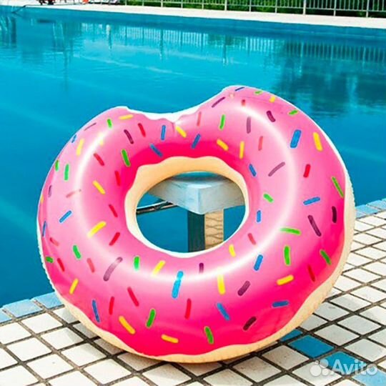Надувной круг пончик розовый большой и белый