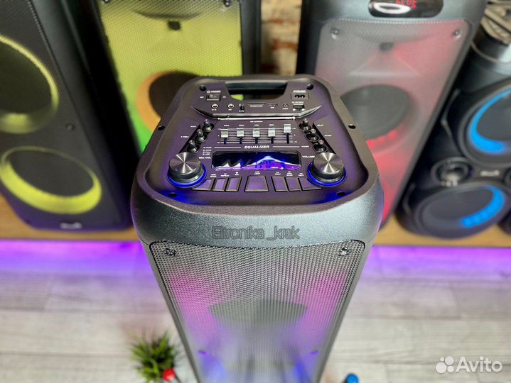 Блютуз колонка с микрофонами и подсветкой