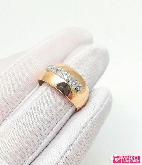 Золотое кольцо крупное из красного золота 585 проб