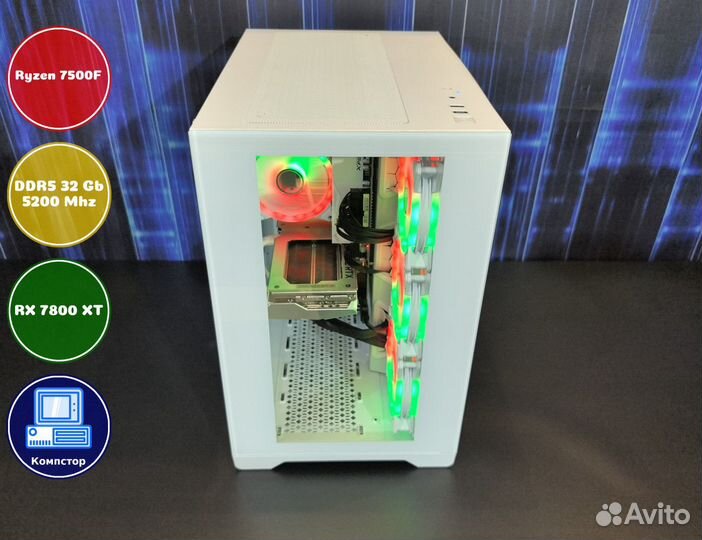 Мощный компьютер AMD7500F-RX7800XT-32DDR5-AZD3-A620