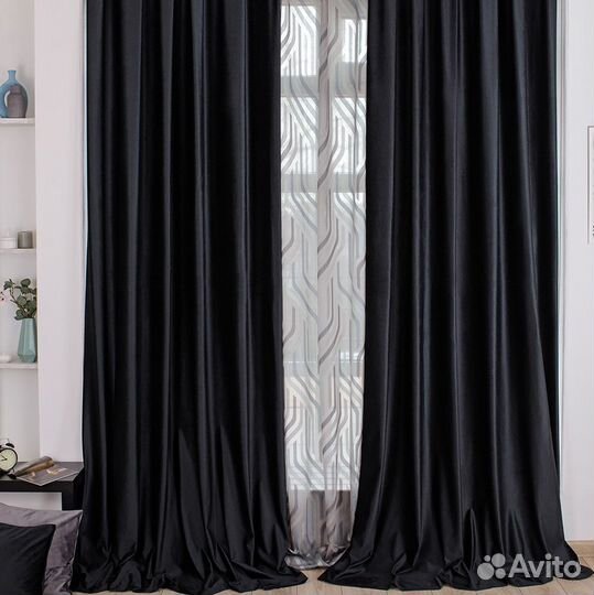 Шторы бархат Беллиссимо Черный