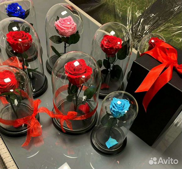 Роза в колбе 30см