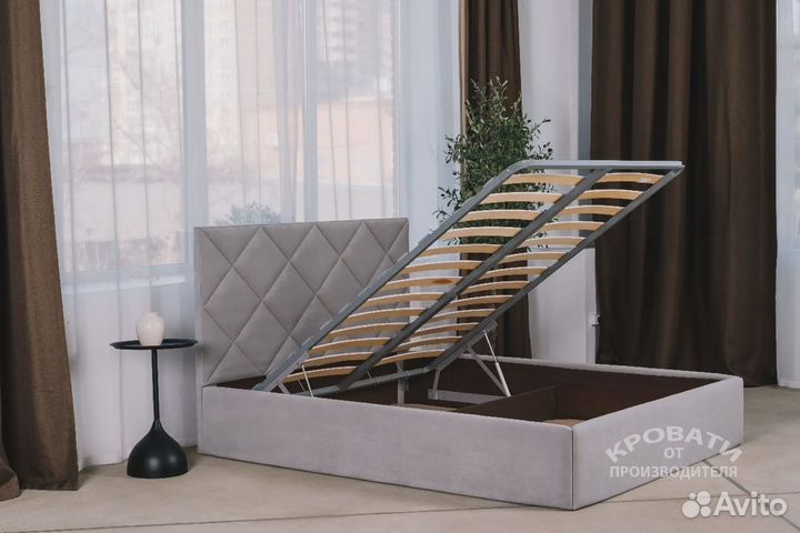 Кровать на заказ односпальная с мягким изголовьем 90x200