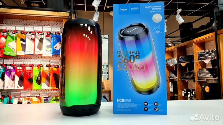 Блютуз колонка с круговой подстветкой мощная