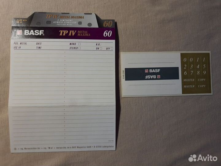 Аудио кассета basf TP IV 60