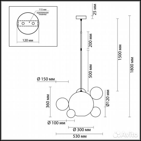 Odeon light 4640/12LB Bubbles подвесной светильник