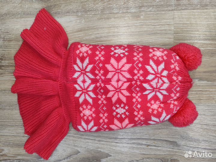 Шапка шлем для девочки 1-2 года зима