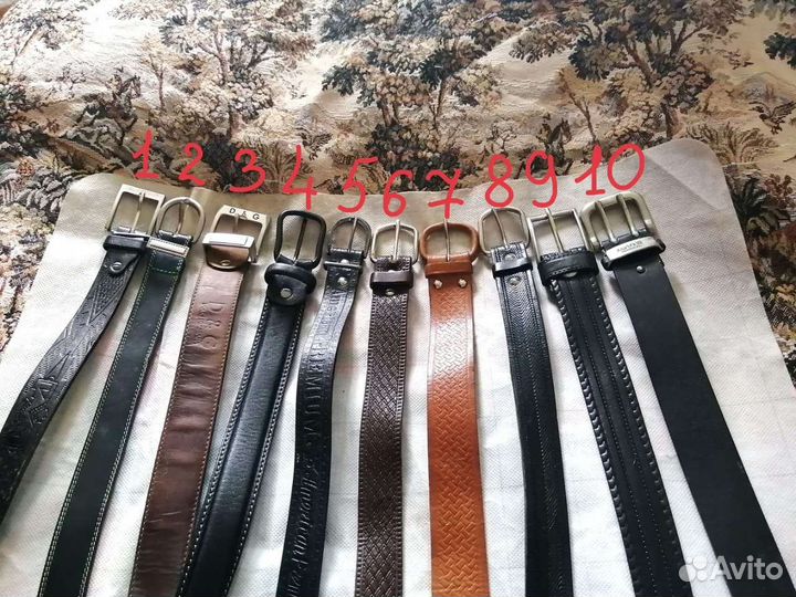 Ремни мужские кожаные, нат. кожа, 16 шт