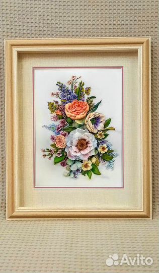 Настенное панно. Акварельный сюжет лентами