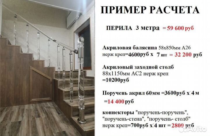 Перила, балясины для лестниц (акрил)