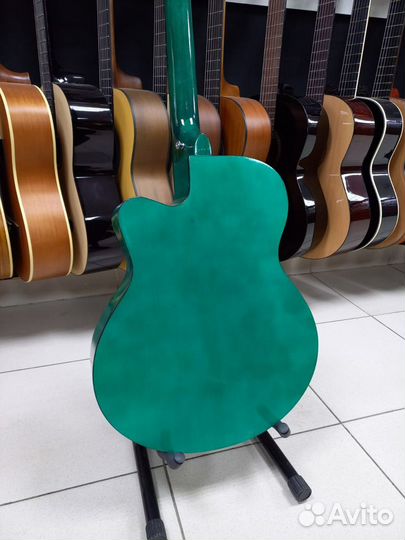 Гитара Акустическая Зеленая Новая