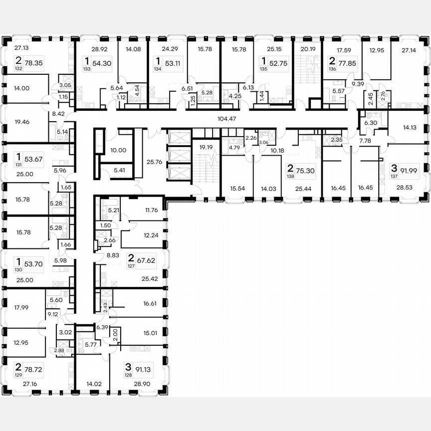 3-к. апартаменты, 91,4 м², 12/21 эт.