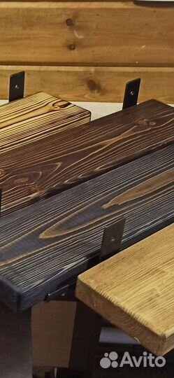 Полка настенная лофт из массива