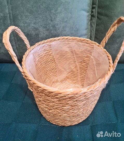 Плетеный горшок из натуральной соломы