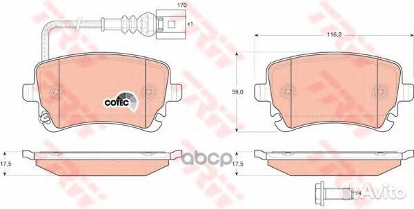 Колодки зад.VW T5, multivan GDB1557 TRW