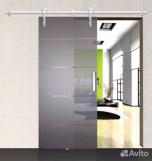 Дверь стеклянная раздвижная