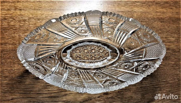 Ваза салатник ладья хрустальная большая СССР