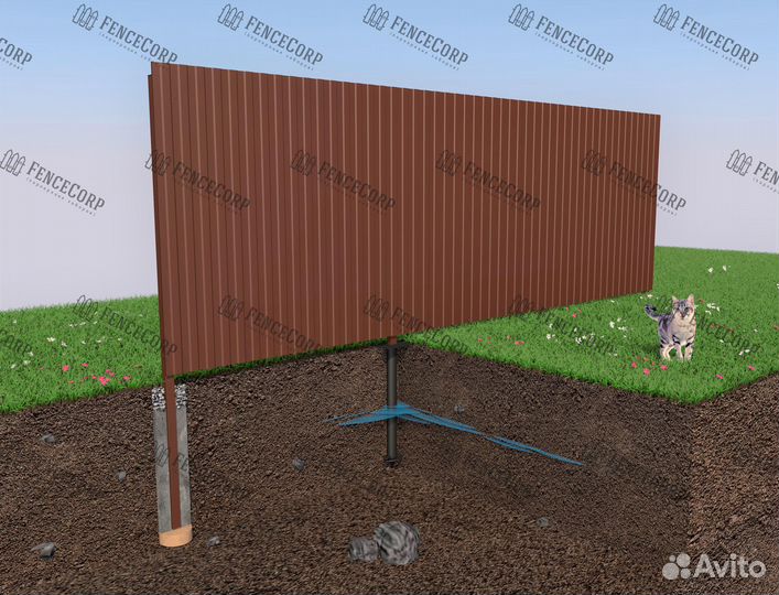 Забор из профлиста на участок 1.8 м. 0.45 мм. C8