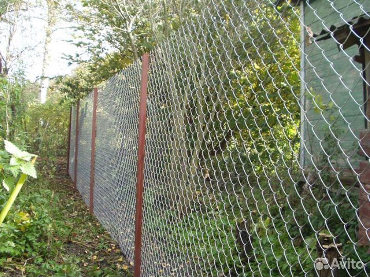 Забор из сетки рабицы под ключ