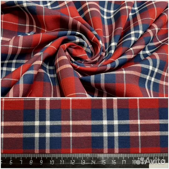 Ткань Поплин Красная Клетка