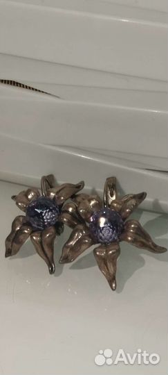 Серебряные серьги с аметистом