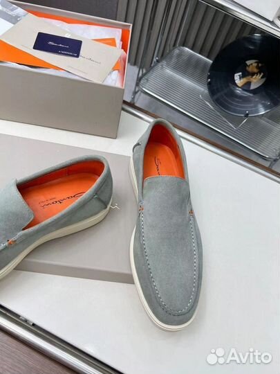 Лоферы мужские Santoni натуральная замша