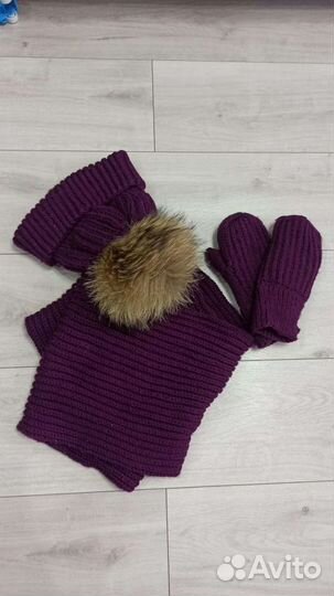 Комплект шапка снуд и варежки