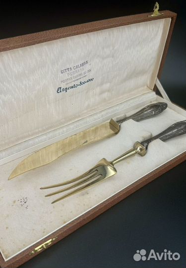 Набор для мяса, серебро 800, золочение, Solinger