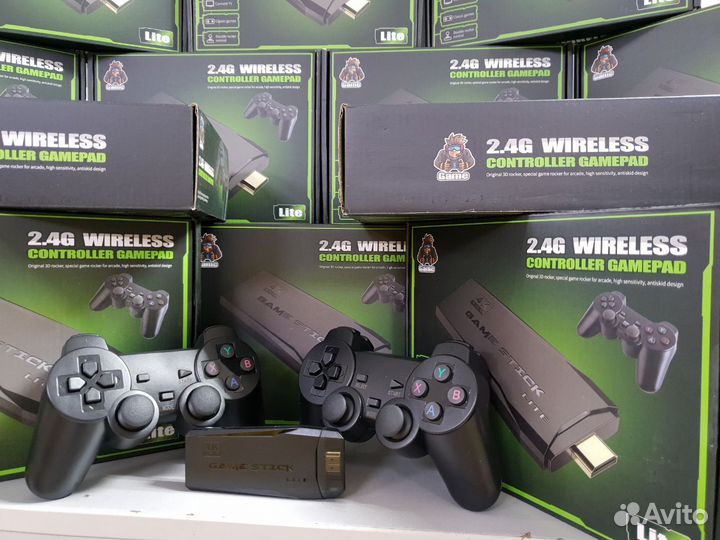 Game Stick 4K hdmi + 2 беспроводных геймпада
