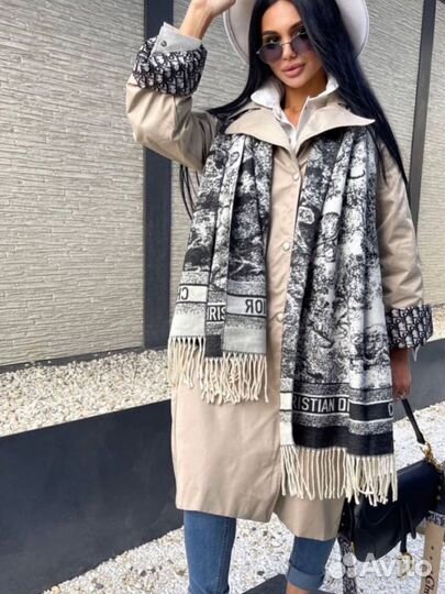 Кашемировый палантин шарф Dior черный новый