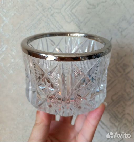 Конфетница хрусталь мельхиор