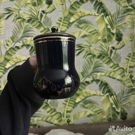 Кружка с крышкой СССР гжель