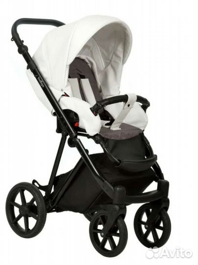 Коляска 2 в 1 Indigo Adagio в белой эко-коже