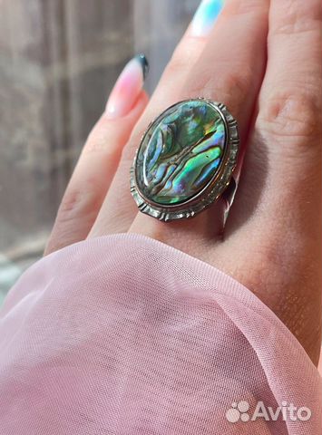 Кольцо перламутр раковина гелиотис