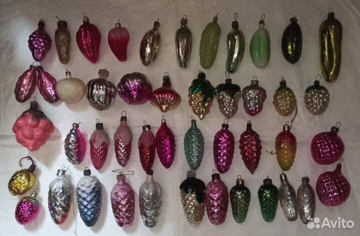 Ёлочные игрушки СССР шишки, огурцы, виноград
