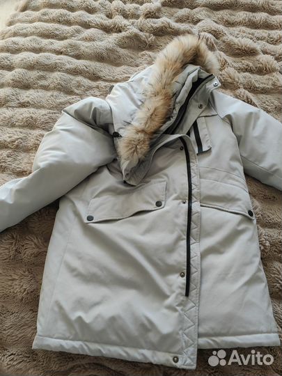 Пуховик длинный мужкой 52р с мехом