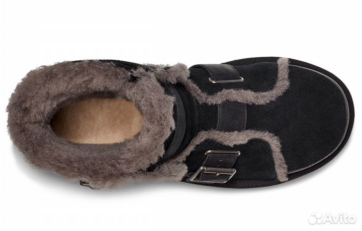 UGG Dune Mini Buckle Boot Fleece Lined Black Women's (39)