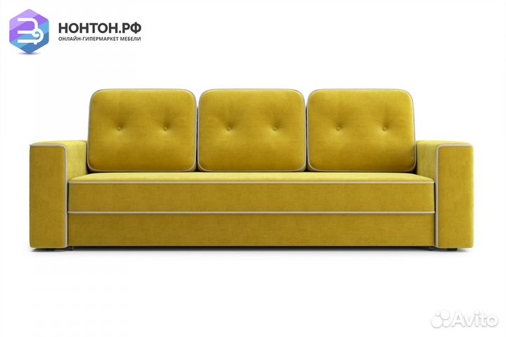 Диван еврокнижка Берген 3-х местный горчичный